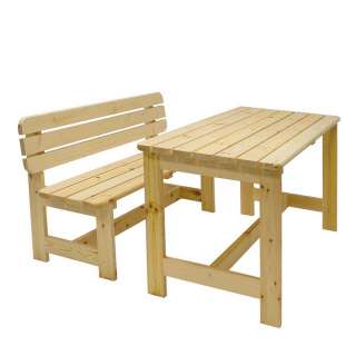 Gartisch und Bank aus Kiefer Massivholz naturbelassen (2-teilig)