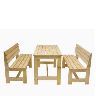 Balkonmöbel Set aus Kiefer Massivholz 2 Bänken (3-teilig)