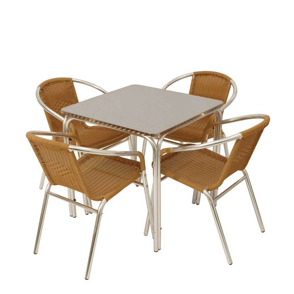 Bistro Sitzgarnitur aus Kunstrattan und Aluminium modern (5-teilig)