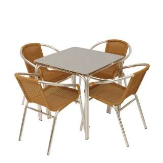 Bistro Sitzgarnitur aus Kunstrattan und Aluminium modern (5-teilig)