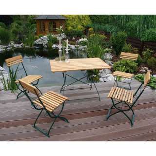 Terrassensitzgruppe aus Massivholz und Metall klappbar (5-teilig)