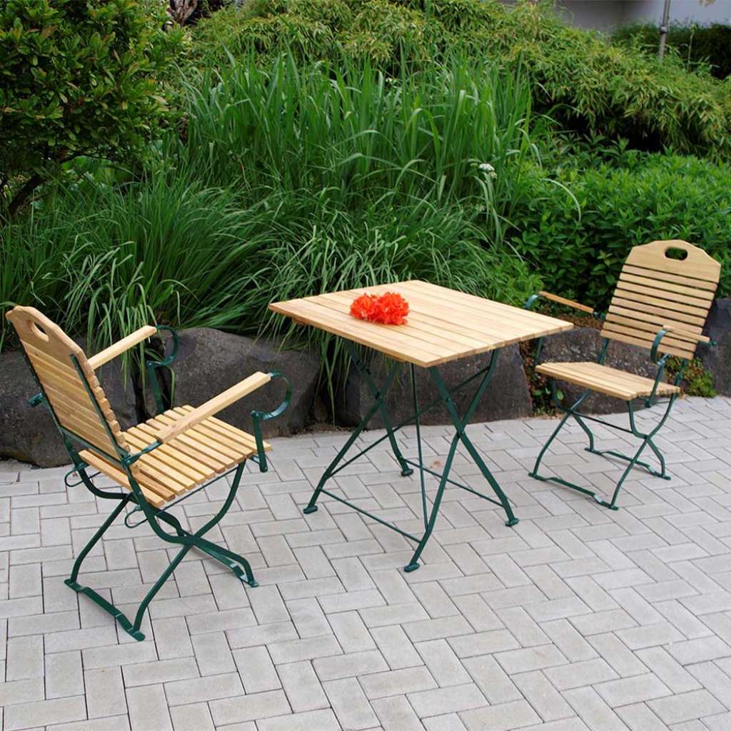 Klappbare Gartenmöbel aus Robinie Massivholz Stahl (3-teilig)