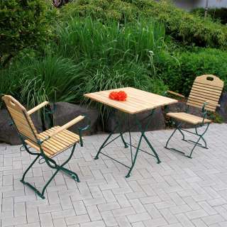 Klappbare Gartenmöbel aus Robinie Massivholz Stahl (3-teilig)