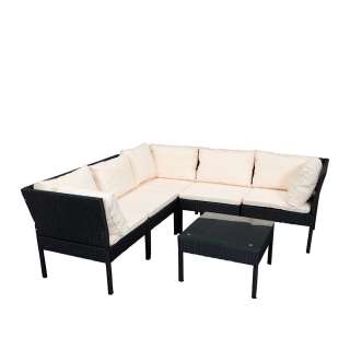 Ecksofa Loungegruppe in Schwarz und Creme Weiß modern (2-teilig)
