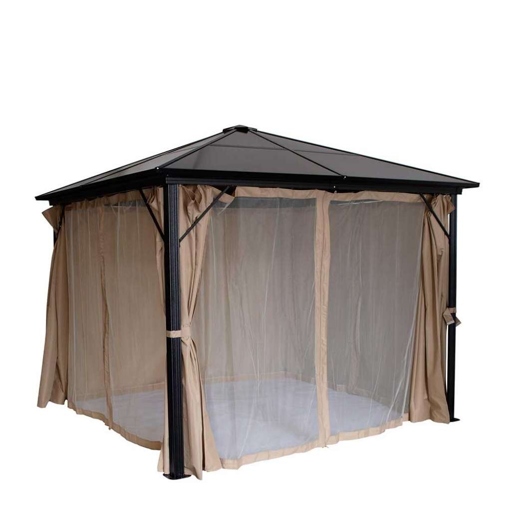 Garten Pavillon mit Kunststoff Dach Schwarz und Beige