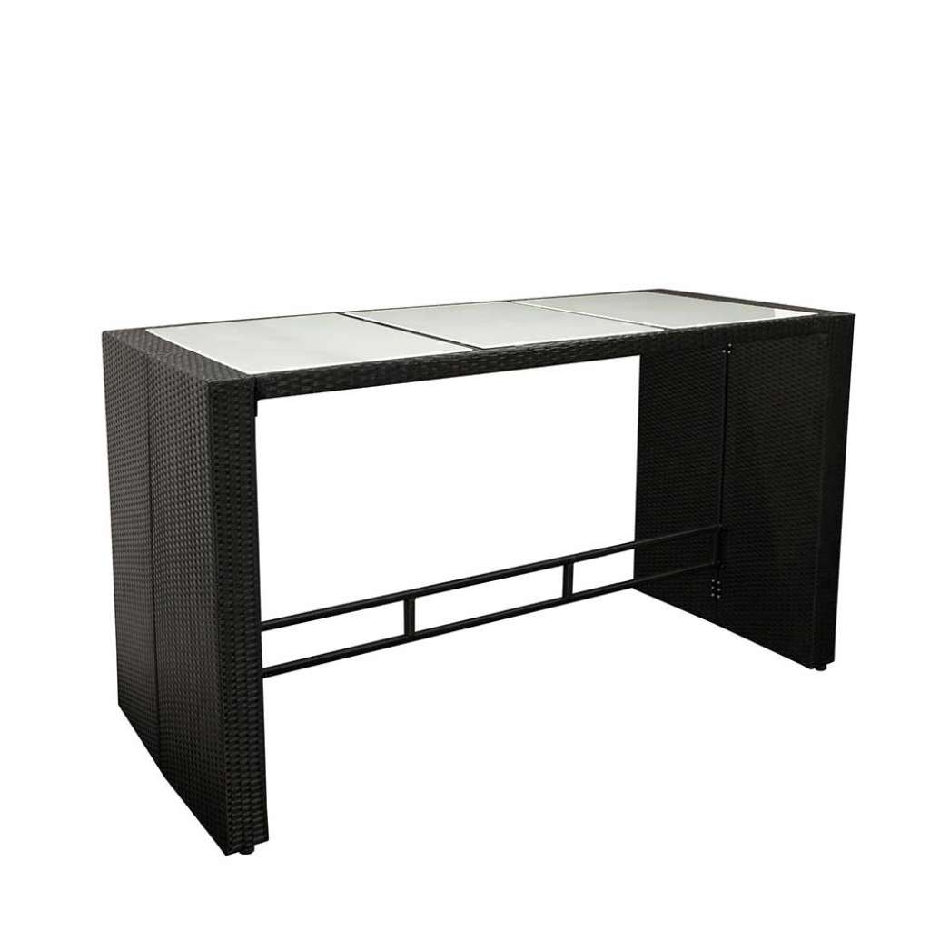 Outdoor Tresentisch aus Kunstrattan in Schwarz Weißglasplatte