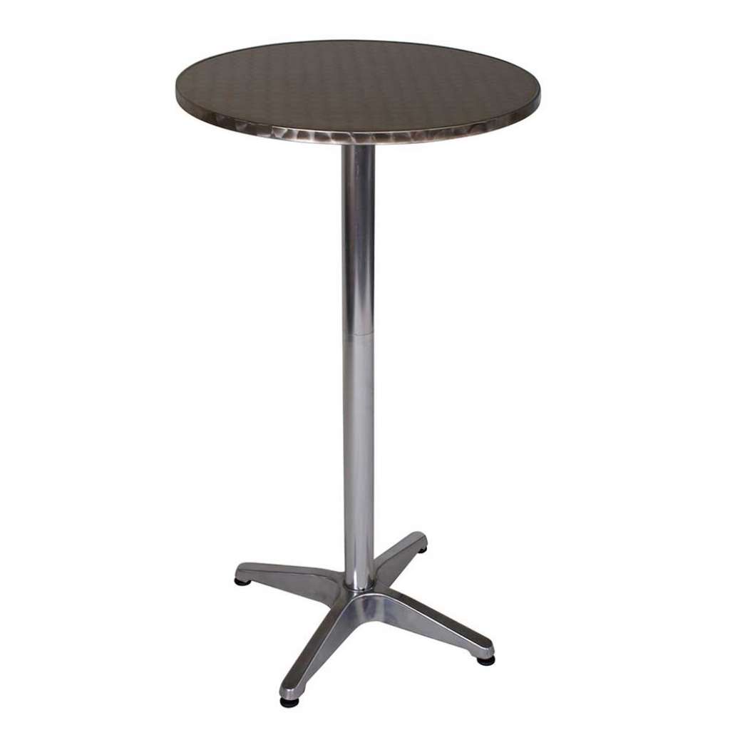 Stehtisch aus Aluminium und Edelstahl rund