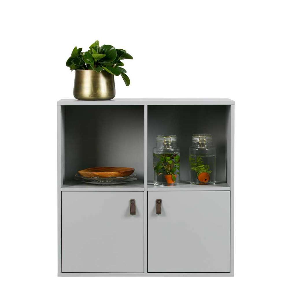 Kleiner Schrank in Grau Kiefer massiv Skandi Design