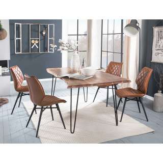 Design Essgruppe mit Baumkanten Esstisch Akazie Massivholz (5-teilig)