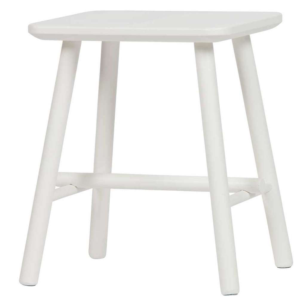 Skandinavischer Hocker in Weiß Massivholz