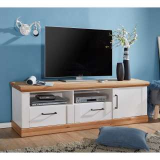 Fernseher Unterschrank im Landhausstil Weiß und Eiche massiv