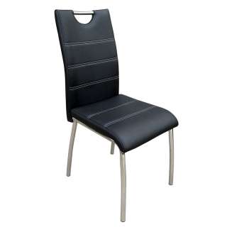 Kunstleder Stühle in Schwarz verchromtem Metallgestell (4er Set)