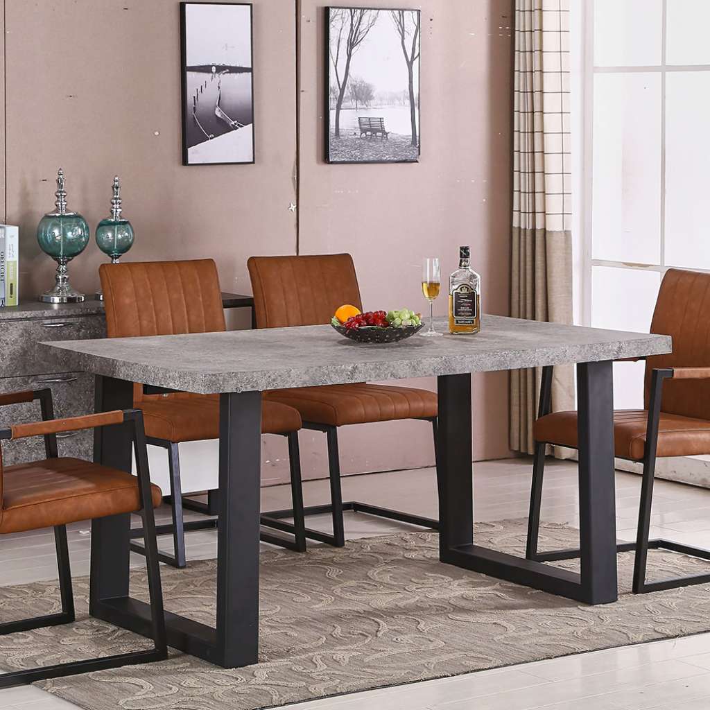 Esszimmer Tisch 160 cm breit Grau und Schwarz