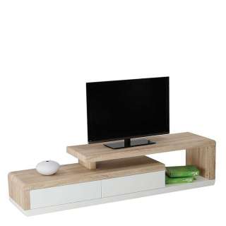 Fernsehmöbel in Weiß und Sonoma Eiche 170 cm breit