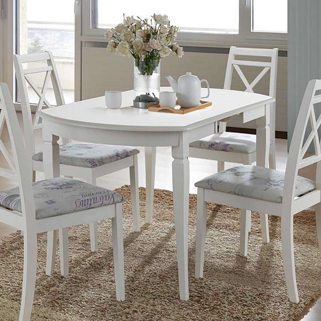 Esstisch in Weiß Mittelauszug