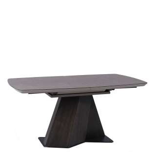 Design Ausziehtisch in dunkel Grau und dunkel Braun Bootsform