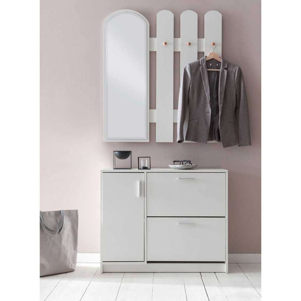 Flurmöbel Set in Weiß 90 cm breit (3-teilig)