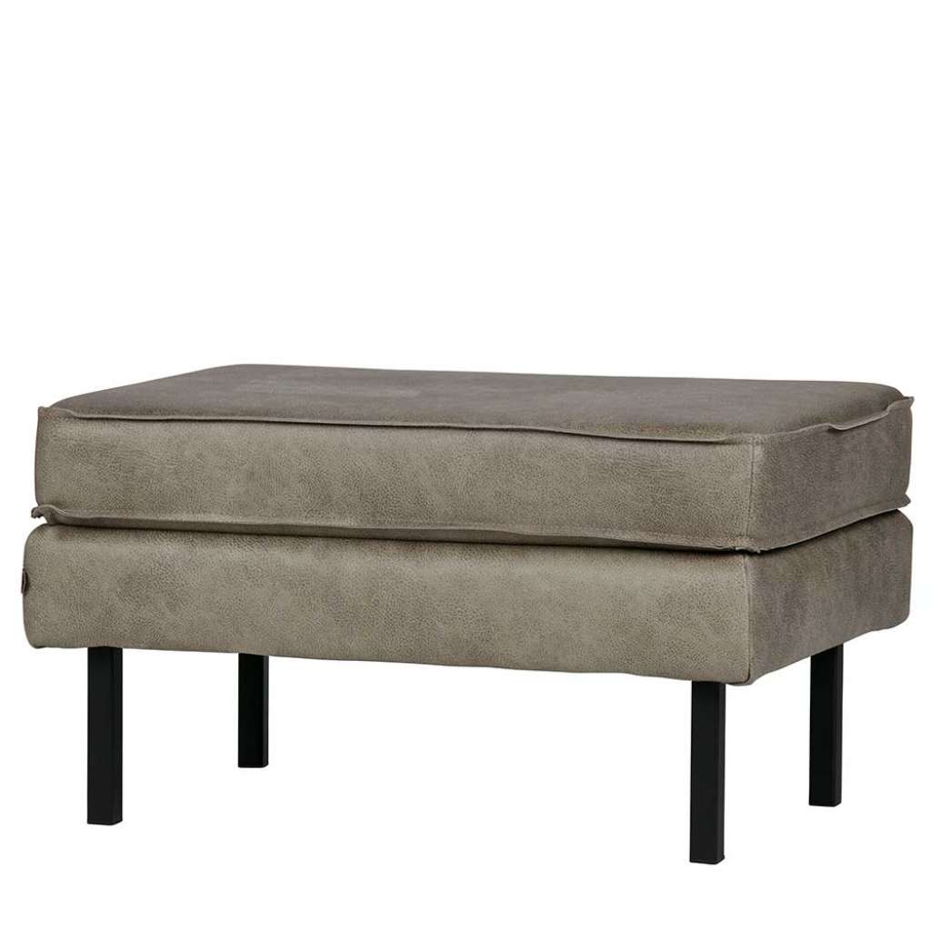 Beistellhocker in Grau Kunstleder Retrostil