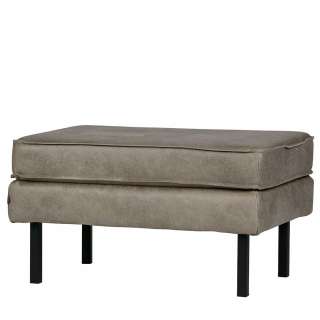 Beistellhocker in Grau Kunstleder Retrostil