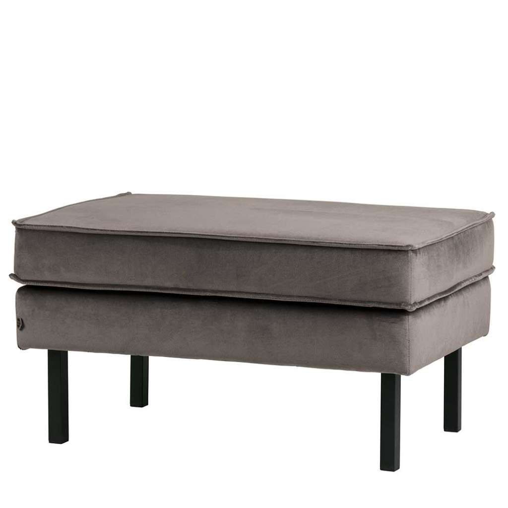 Sitzhocker in Taupe Samt Retro Design