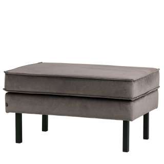 Sitzhocker in Taupe Samt Retro Design