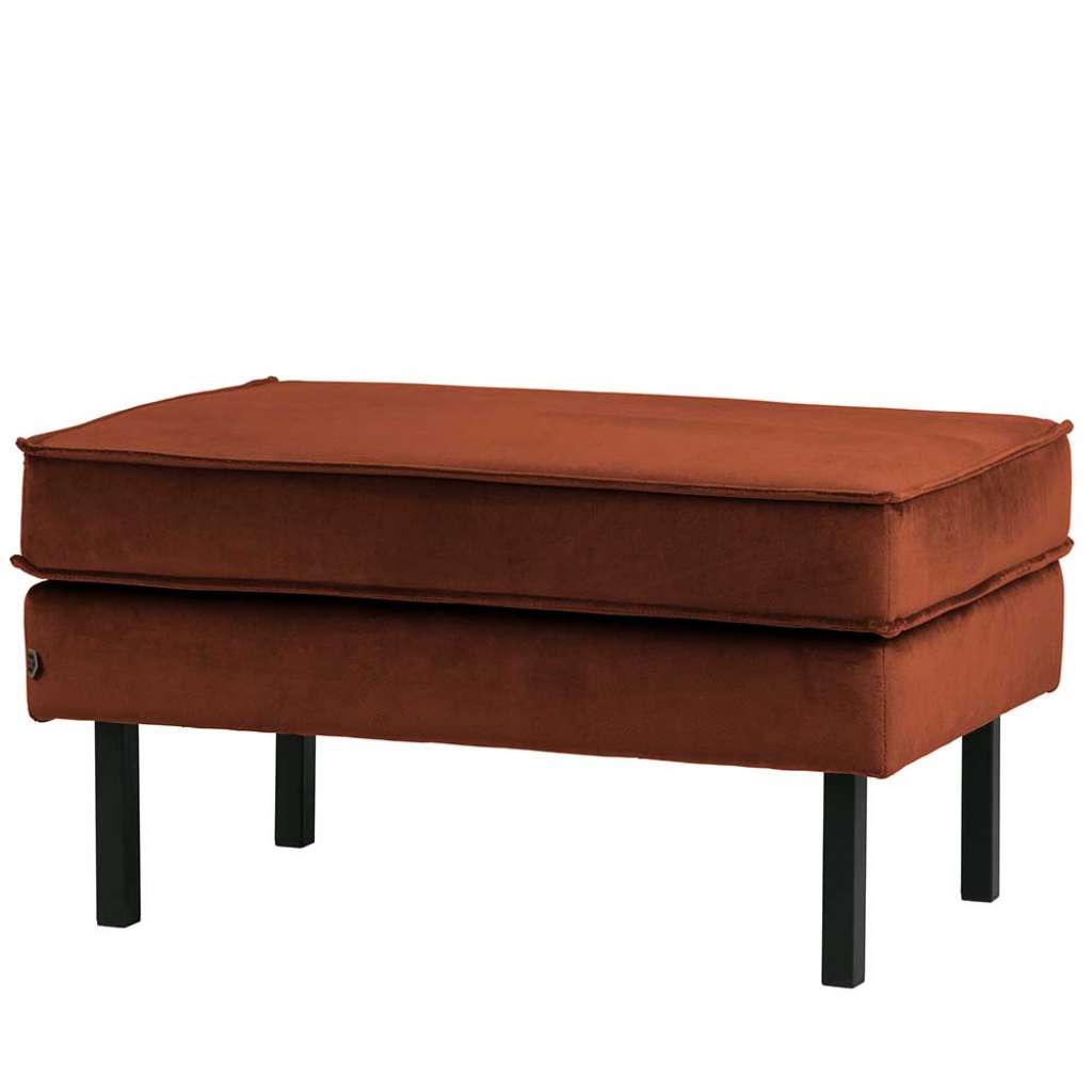 Couchhocker in Rostfarben Samt Retro Style