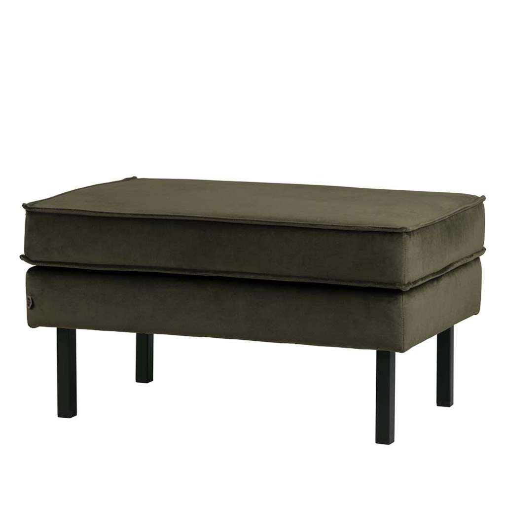 Hocker in Dunkelgrün Samt Retro Look