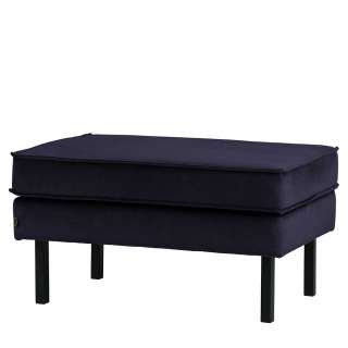 Polsterhocker in Dunkelblau Samt Retro Look