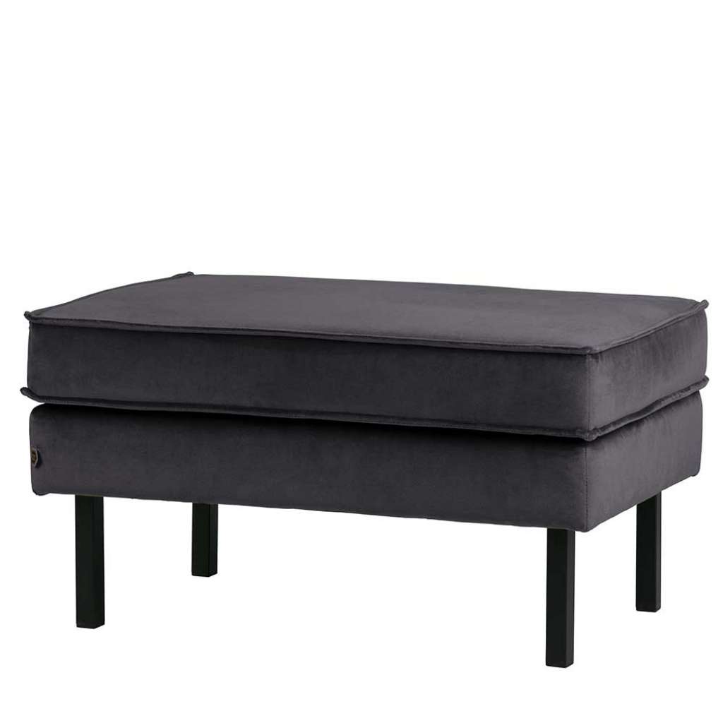 Couchhocker in Dunkelgrau Samt Retrostil