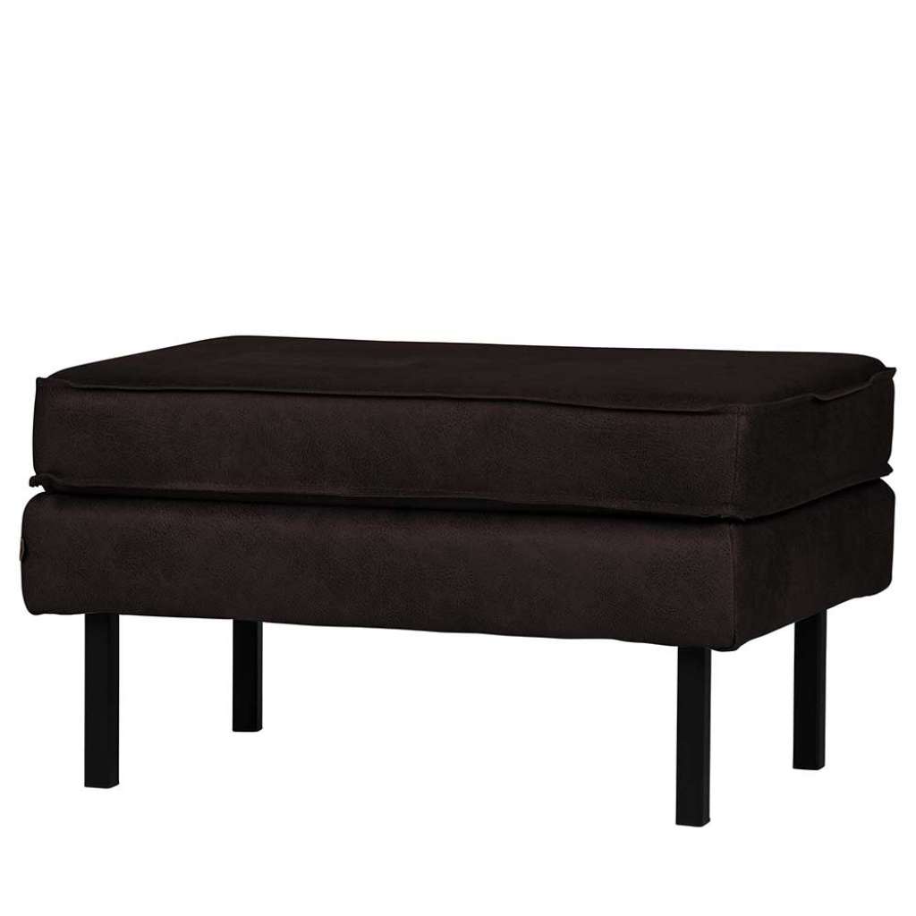Couchhocker in Schwarz Recyclingleder Retro Look