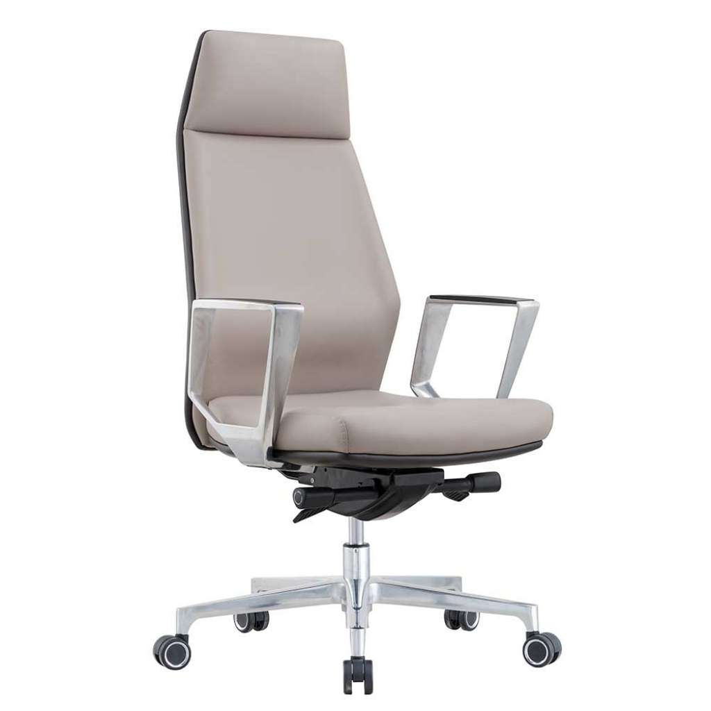 Chefsessel in Beige Kunstleder verstellbarer Rückenlehne
