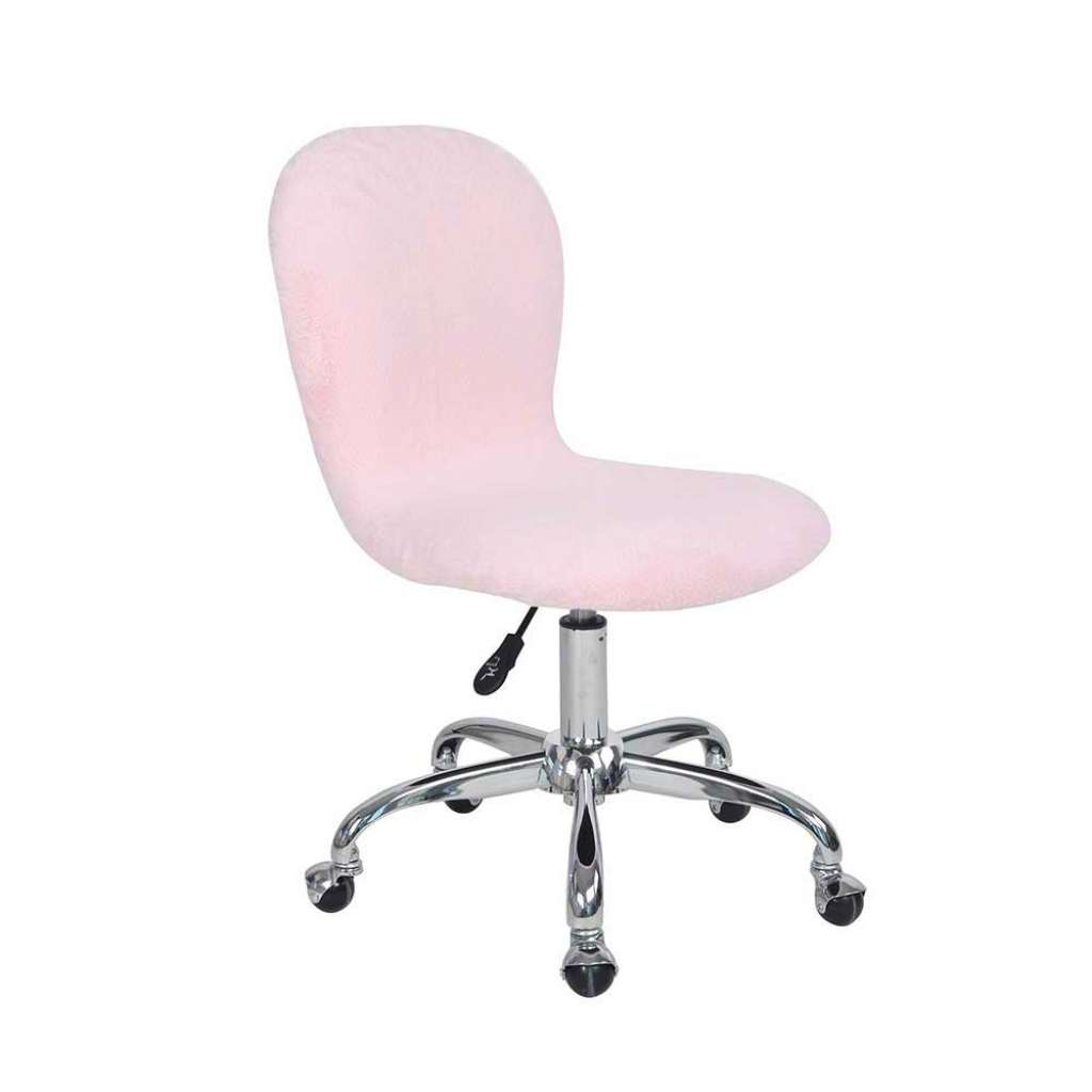 Kinder Schreibtischstuhl in Rosa Webplüsch höhenverstellbar