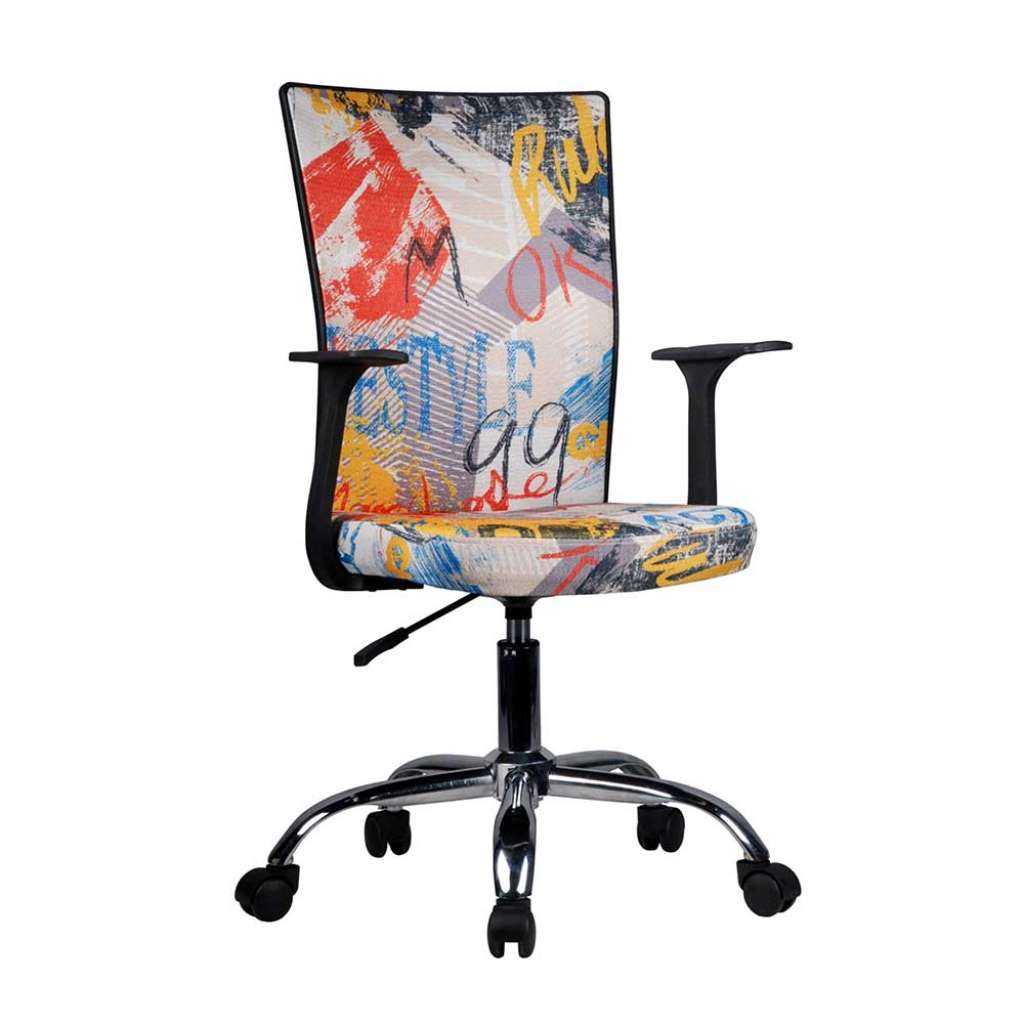 Schreibtischdrehstuhl in Bunt Microfaser Armlehnen