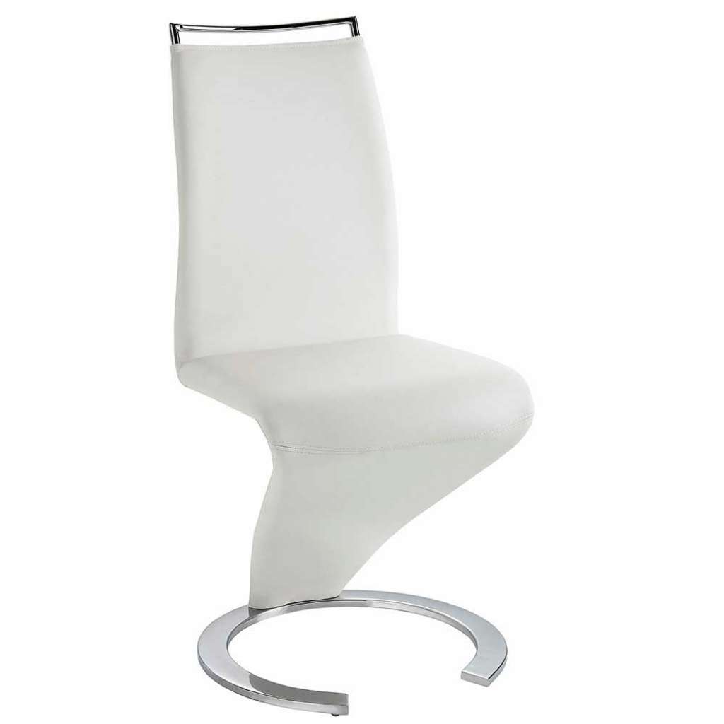 Polsterstuhl Set in Weiß und Chromfarben Freischwinger (2er Set)