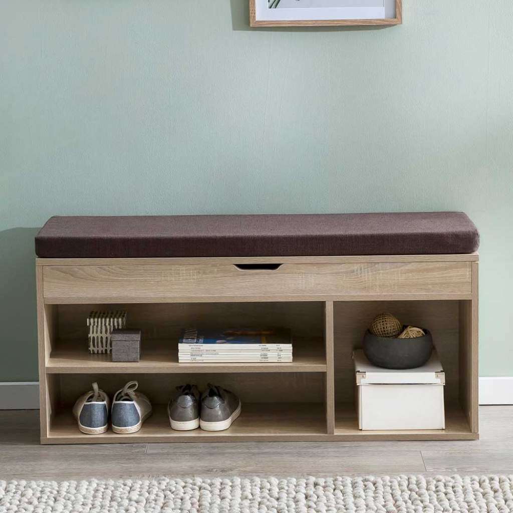 Schuhbank in Eiche Sonoma und Braun Stauraum