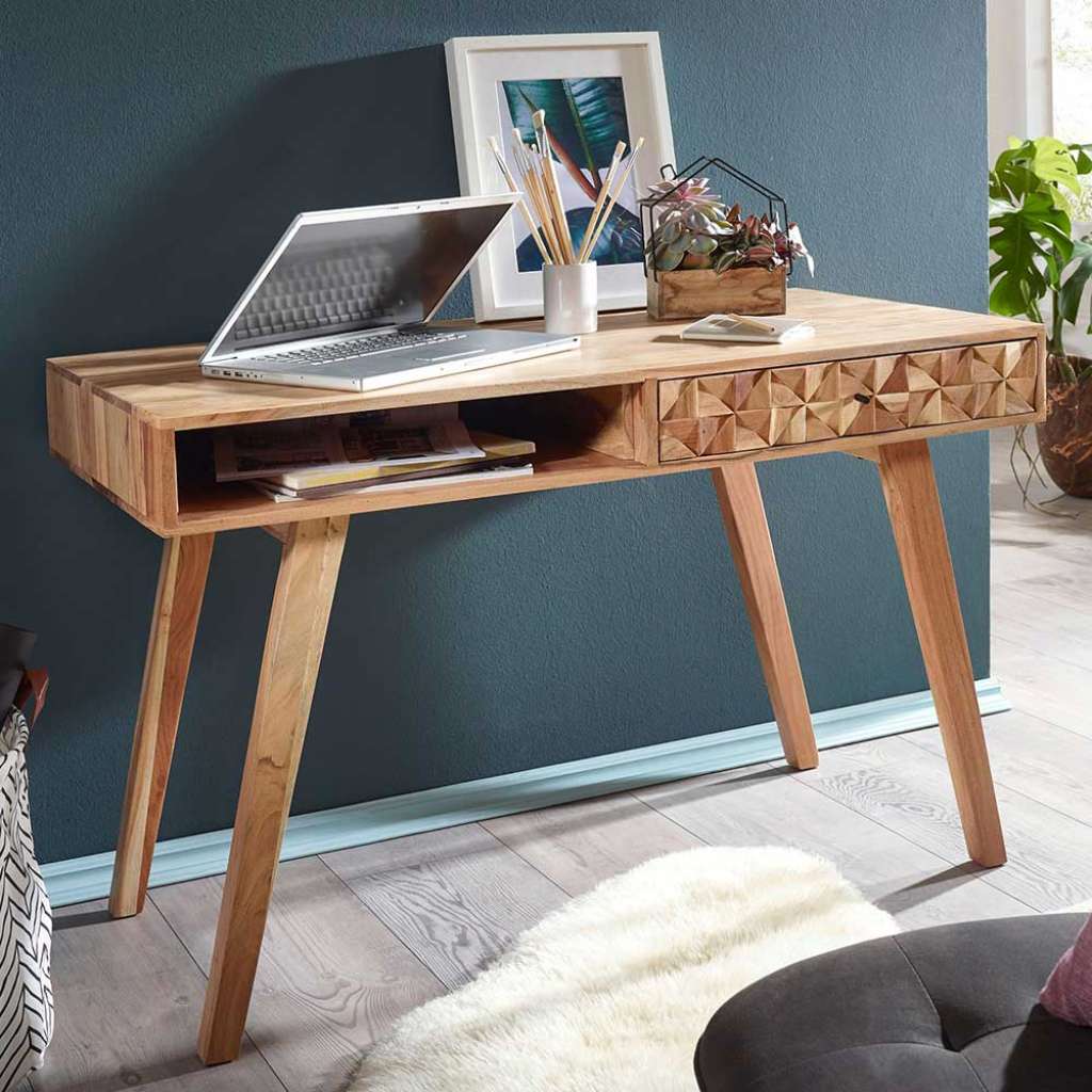 Laptopschreibtisch aus Akazie Massivholz Landhausstil