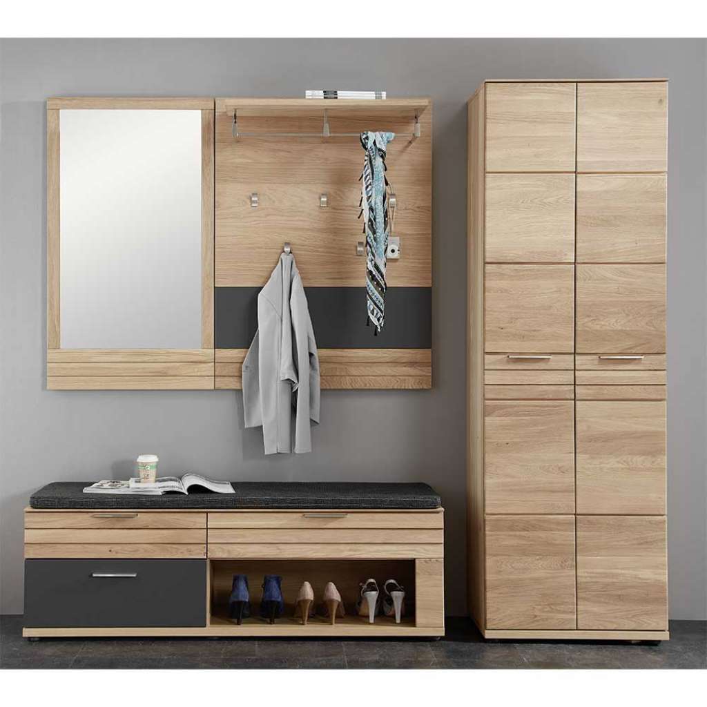 Flurgardarobe in Eiche Bianco 210 cm breit (4-teilig)