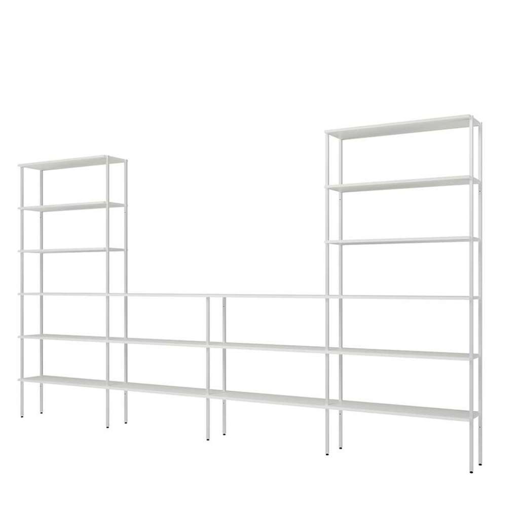 Regalwand in Weiß Stahl 220 cm hoch