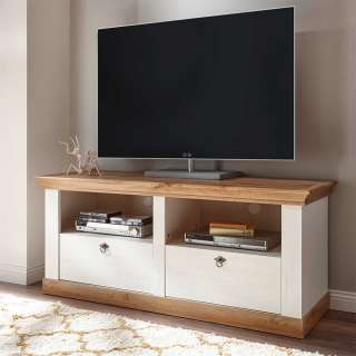 Fernsehmöbel in Weiß und Wildeiche Dekor Landhausstil