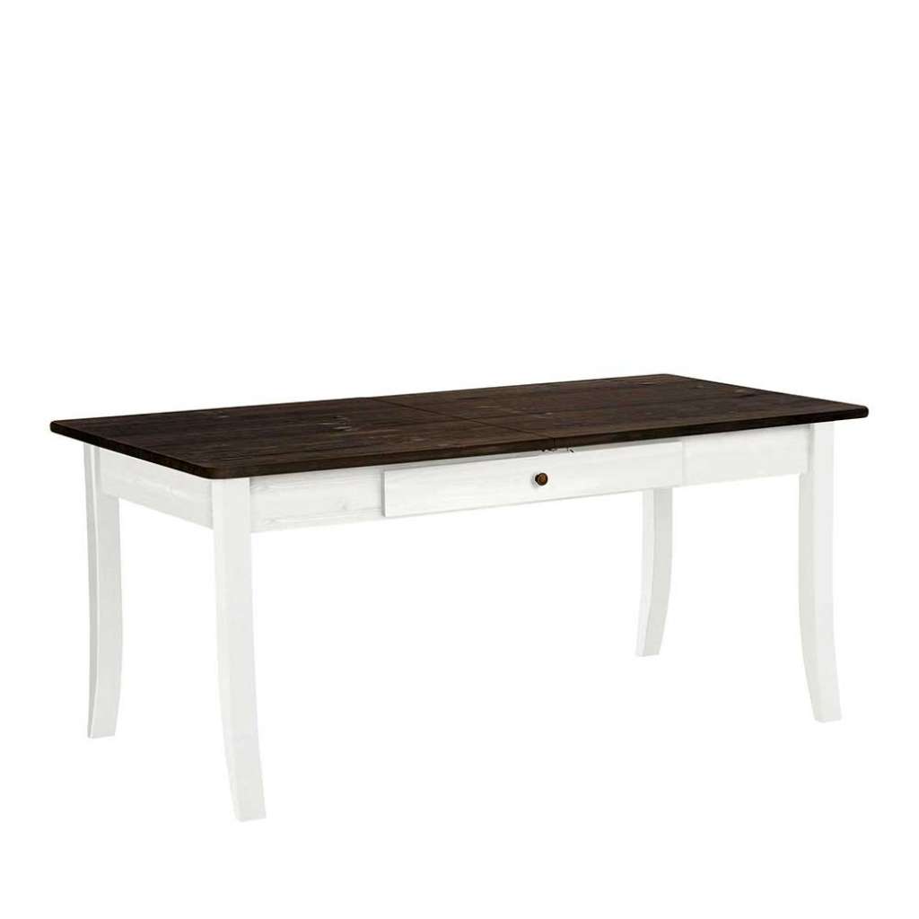 Landhaus Esstisch in Weiß und Kiefer antik Schublade