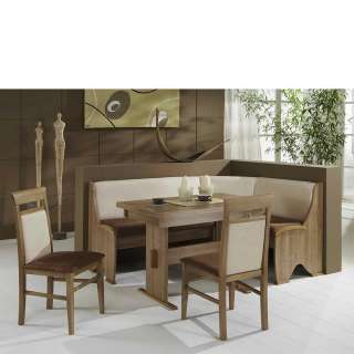 Esszimmer Sitzgruppe mit Eckbank Noce und Beige Microfaser (4-teilig)