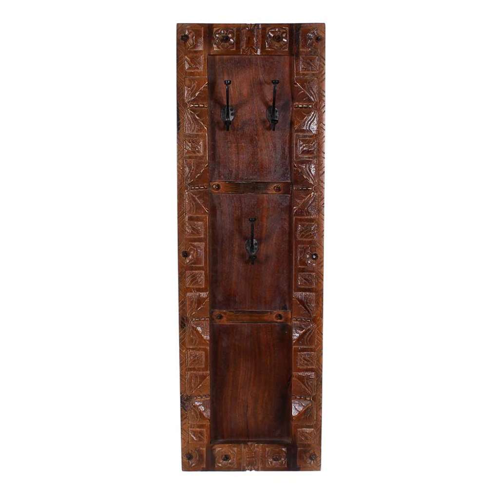 Wandgarderobe aus Teak Massivholz Antik Finish