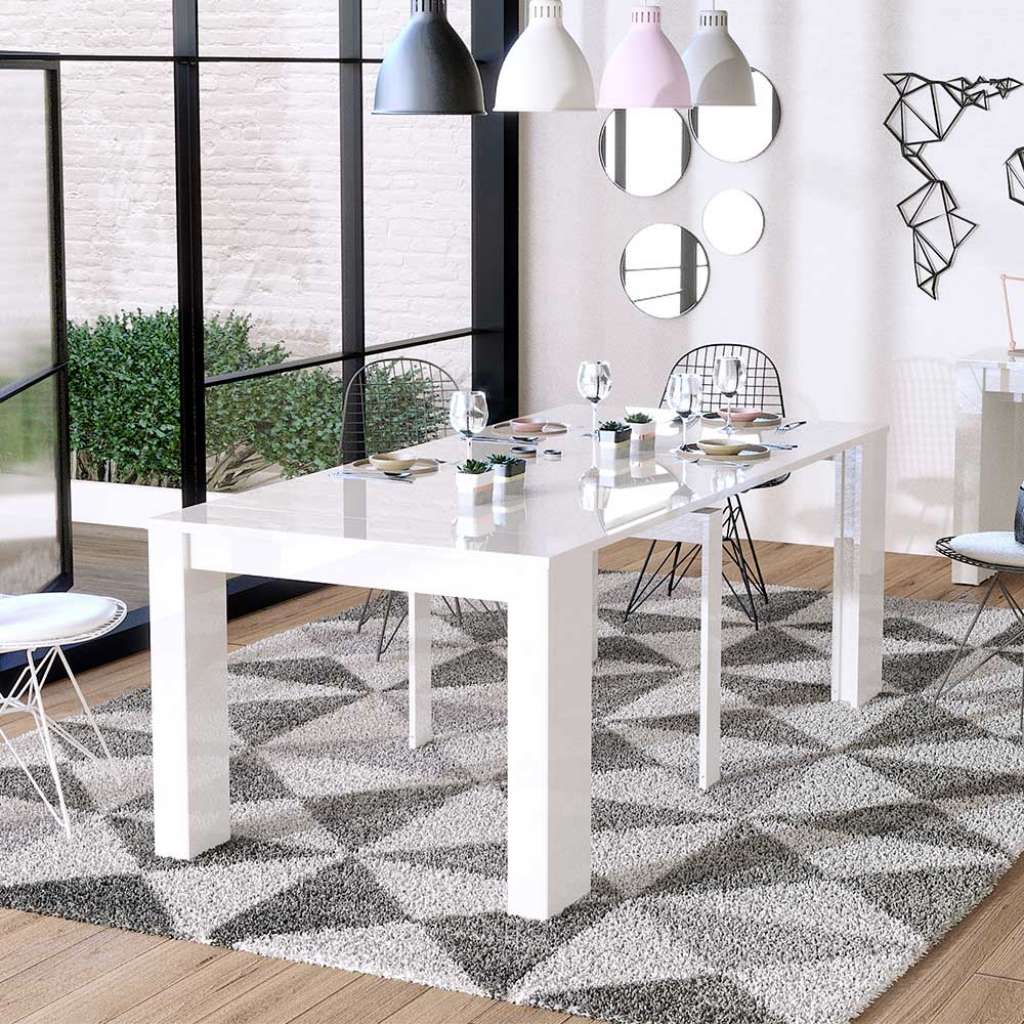 Esszimmertisch in Hochglanz Weiß ausziehbar