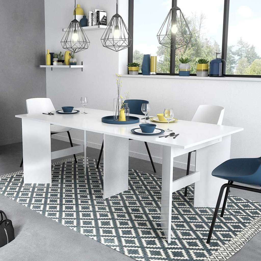 Ausziehbarer Tisch in Weiß Hochglanz modern