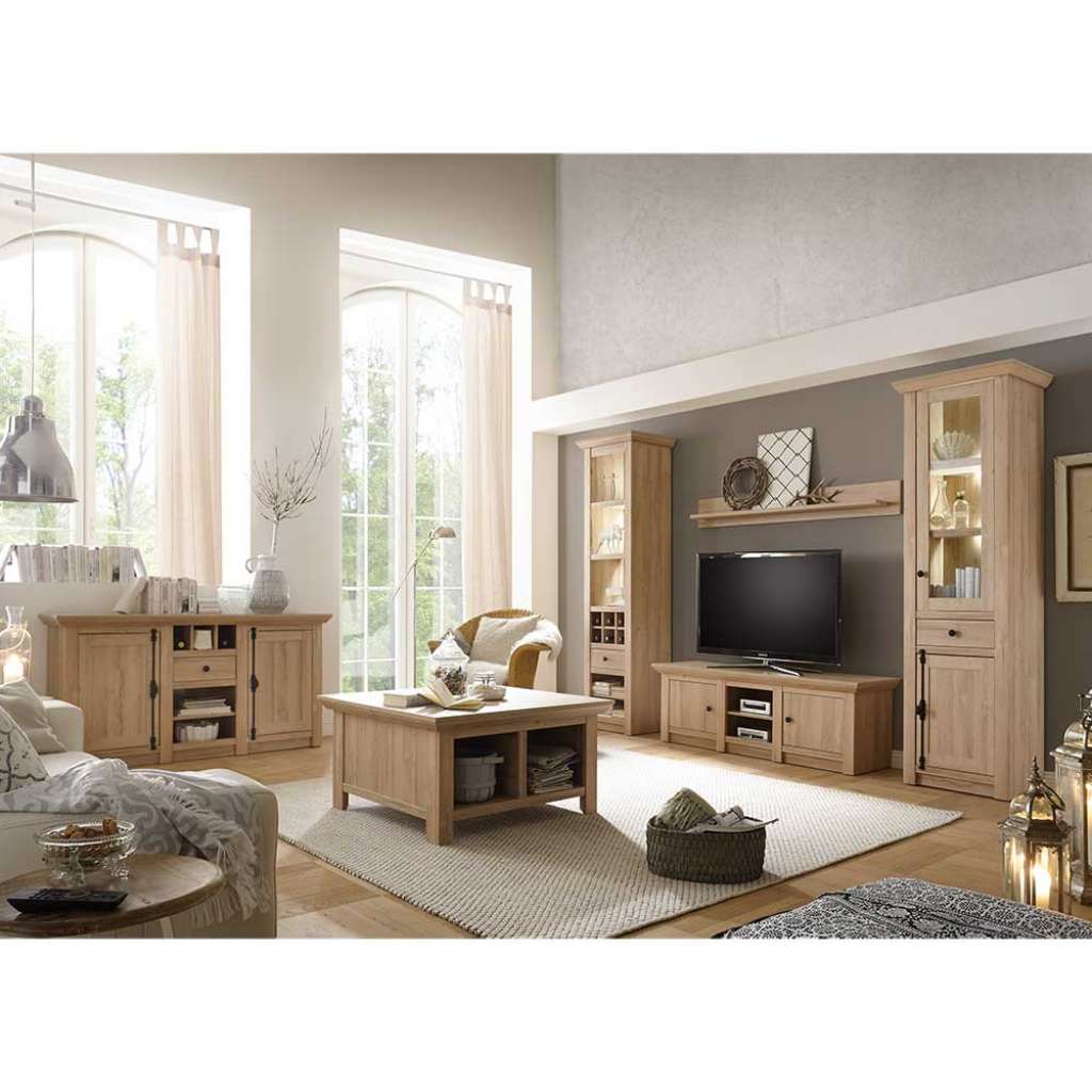 Wohnzimmer Set im Landhausstil Eiche Bianco (6-teilig)