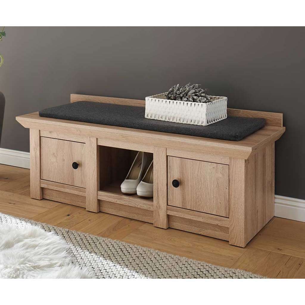 Schuhbank in Eiche Bianco Landhausstil