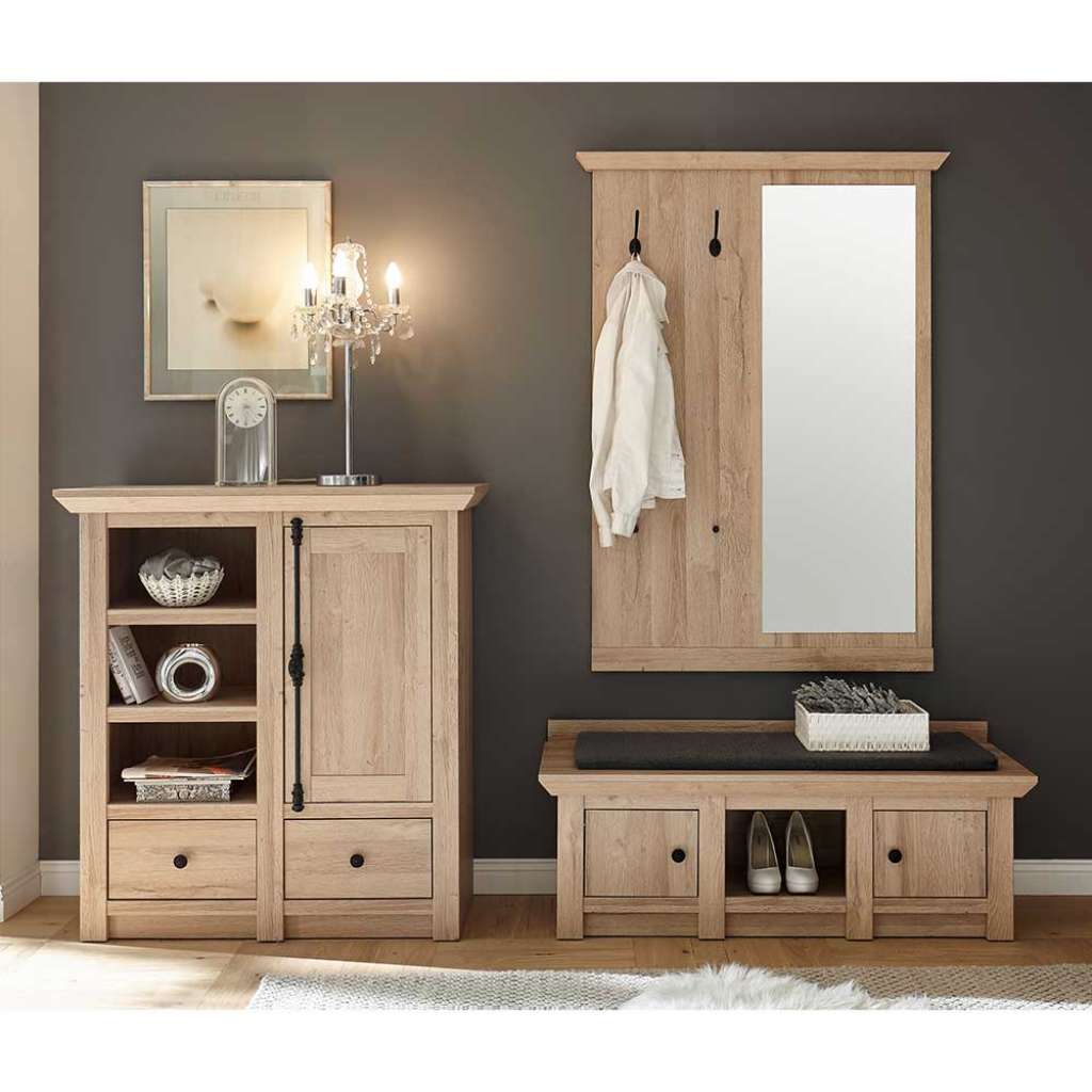 Flurmöbel Set in Eiche Bianco Landhausstil (3-teilig)