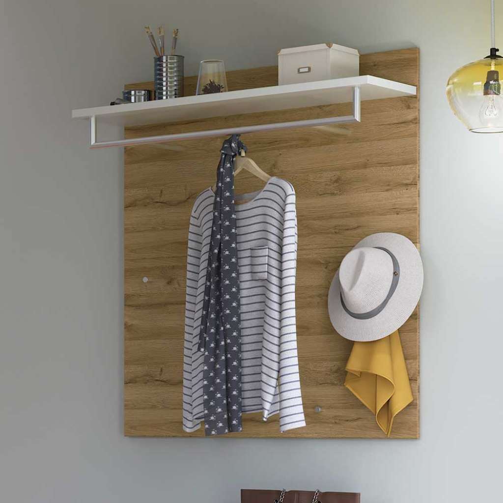Wandgarderobe in Wildeichefarben und Weiß Made in Germany