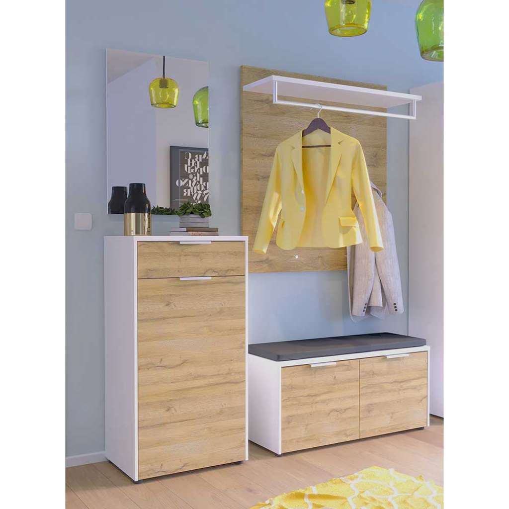 Flurmöbel Set in Weiß und Wildeichefarben Made in Germany (4-teilig)