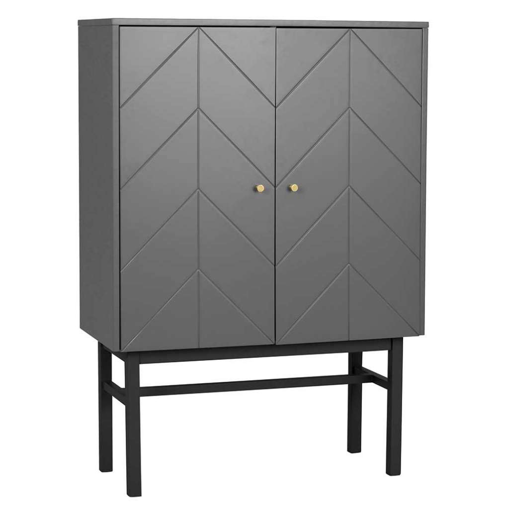 Highboard mit Metallgriffen Grau